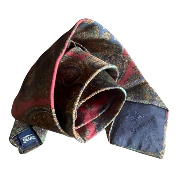Burberry London Tie Men's Paisley Geometric 100% Silk Equestrian Necktie Career - Picture 3 of 11